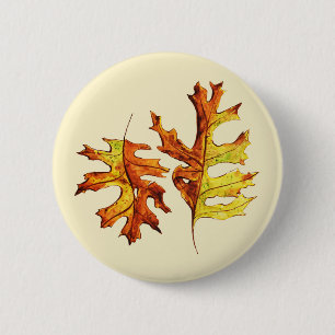 Autumn Leaves Beautiful Nature Watercolor Art 6 Cm Round Badge