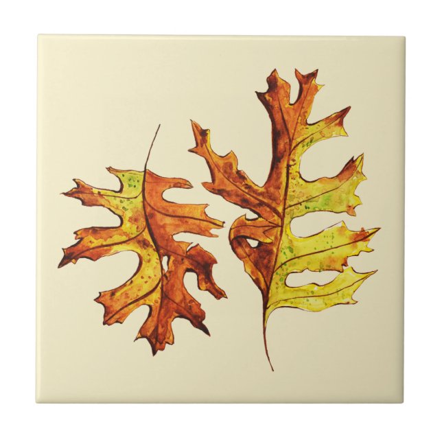 Autumn Leaves Beautiful Nature Watercolor Art Tile (Front)