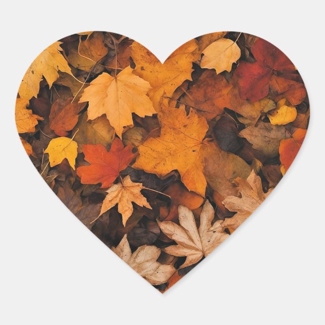 Autumn Leaves, beauty of nature, AI, Heart Sticker (Front)