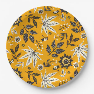 Autumn Leaves, Berries & Acorns Paper Plate