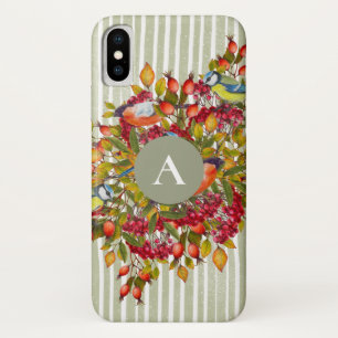Autumn Leaves Berries Birds Botanical Personalized iPhone X Case