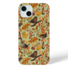 Autumn leaves, berries, mushrooms and wrens