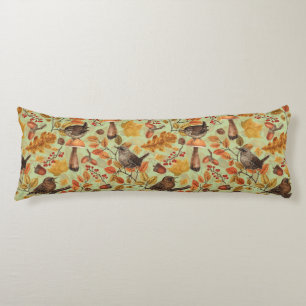 Autumn leaves, berries, mushrooms and wrens body cushion