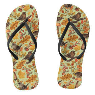 Autumn leaves, berries, mushrooms and wrens thongs