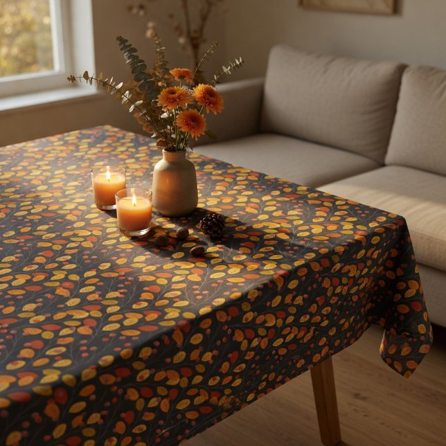Autumn Leaves & Berries Seamless Pattern Fall  Tablecloth (Creator Uploaded)
