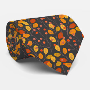 Autumn Leaves & Berries Seamless Pattern Fall  Tie