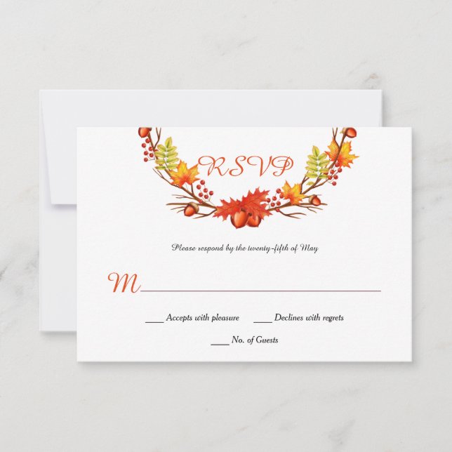 Autumn Leaves Berries Vines RSVP (Front)