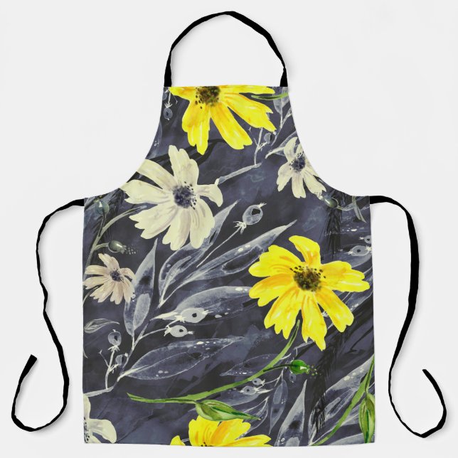 Autumn leaves, berries: watercolor pattern. apron (Front)