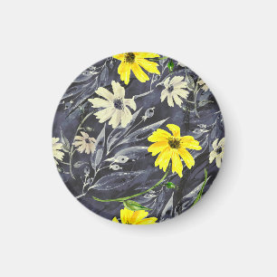 Autumn leaves, berries: watercolor pattern. magnet