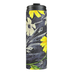 Autumn leaves, berries: watercolor pattern. thermal tumbler