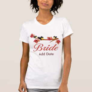 Autumn Leaves Birds Fall Bride T-Shirt