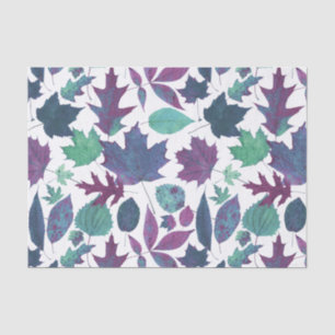 Autumn Leaves Blue Purple Turquoise Tissue Paper
