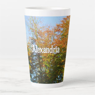 Autumn Leaves & Blue Skies - Large Personalised Latte Mug