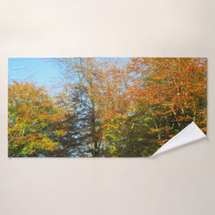Autumn Leaves & Blue Skies - Personalised Bath Towel Set
