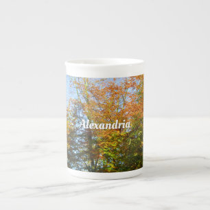 Autumn Leaves & Blue Skies - Personalised Bone China Mug