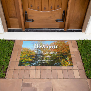Autumn Leaves & Blue Skies - Personalised Doormat