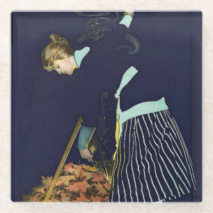 Autumn Leaves Bonfire by C Coles Phillips Glass Coaster