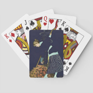 Autumn Leaves Bonfire by C Coles Phillips Playing Cards