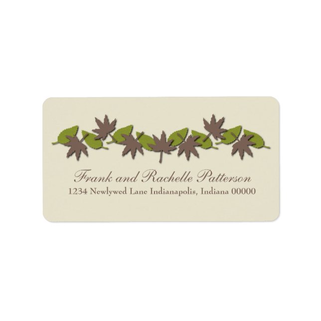 Autumn Leaves Border Address Labels, Brown/Green Label (Front)