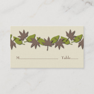 Autumn Leaves Border Place Card, Brown/Green Card
