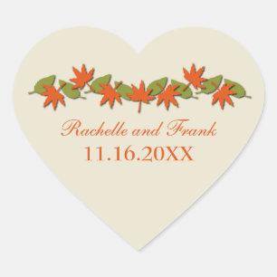 Autumn Leaves Border Stickers, Orange/Green Heart Sticker