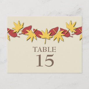 Autumn Leaves Border Table Postcard, Yellow/Red Postcard