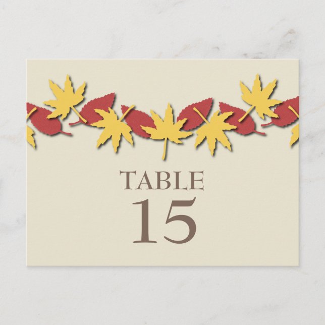 Autumn Leaves Border Table Postcard, Yellow/Red Postcard (Front)