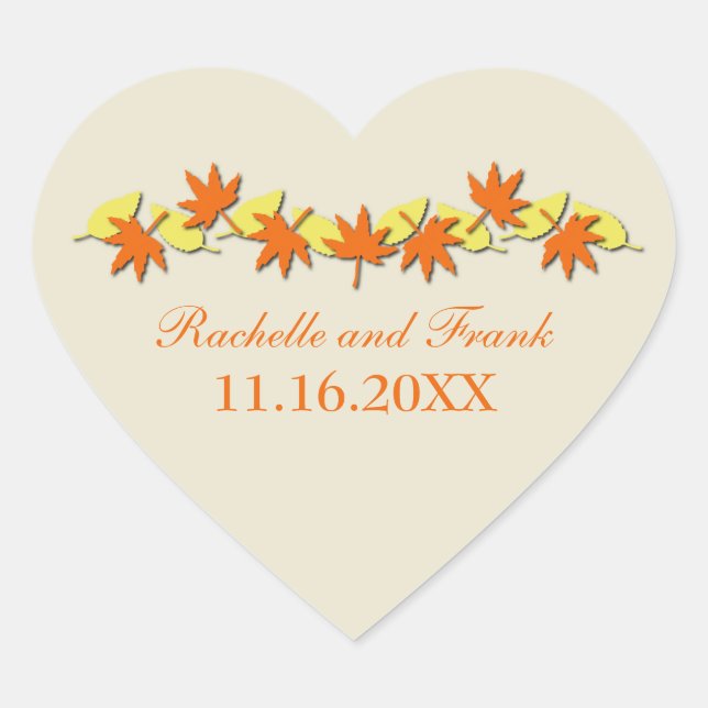 Autumn Leaves Border Wedding Sticker Orange Yellow (Front)