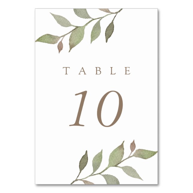 Autumn Leaves Botanical Wedding Table Number (Front)