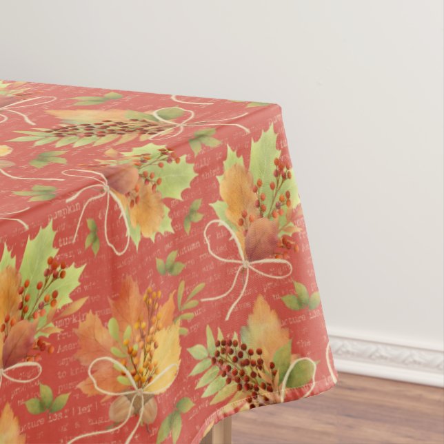 Autumn Leaves Bouquet - Red Tablecloth (In Situ)