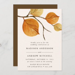 Autumn Leaves Branch Wedding Invitation