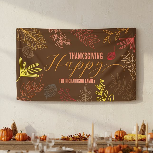 Autumn Leaves Branches and Berries Thanksgiving Banner (Creator Uploaded)