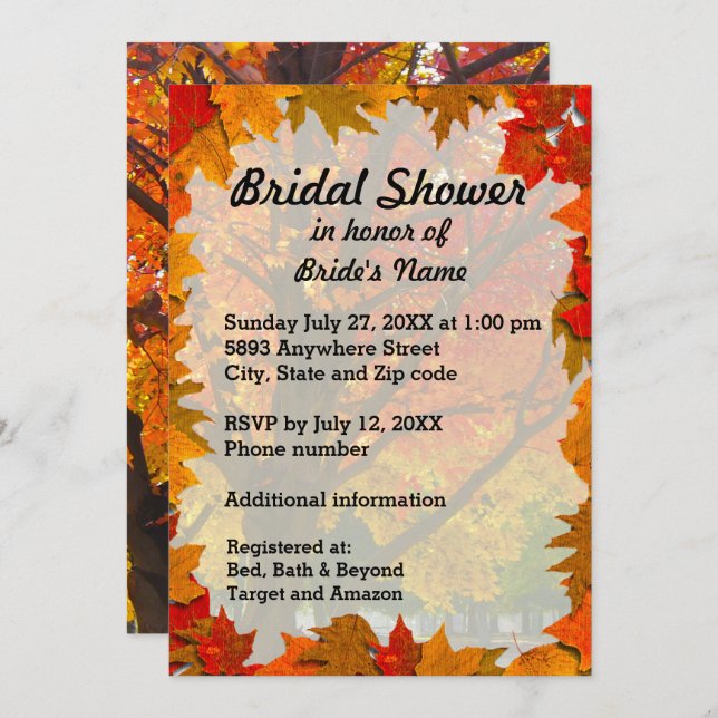 Autumn Leaves Bridal Shower Invitation (Front/Back)