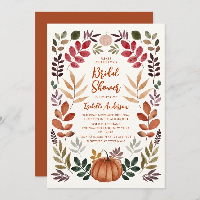 Autumn Leaves Bridal Shower  Invitation (Front/Back)