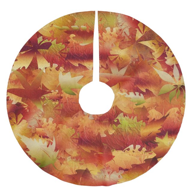 Autumn Leaves Brushed Polyester Tree Skirt (Front)