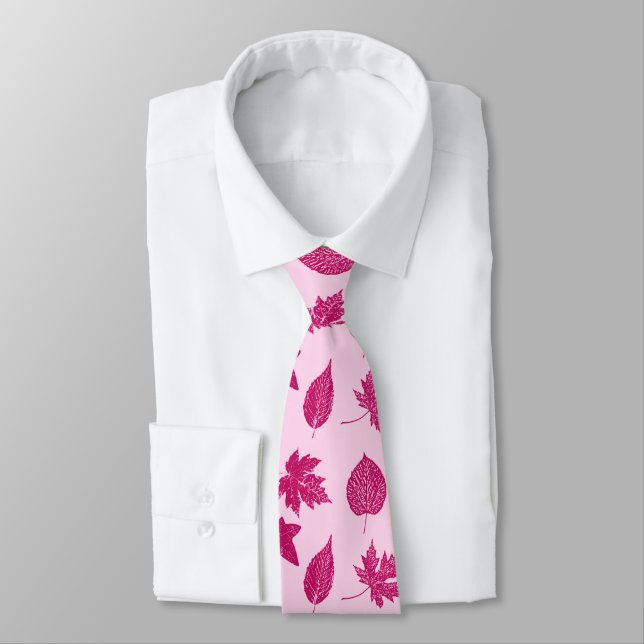 Autumn leaves - burgundy and shell pink tie (Tied)