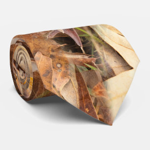 Autumn Leaves Camouflage Nature Photography Tie