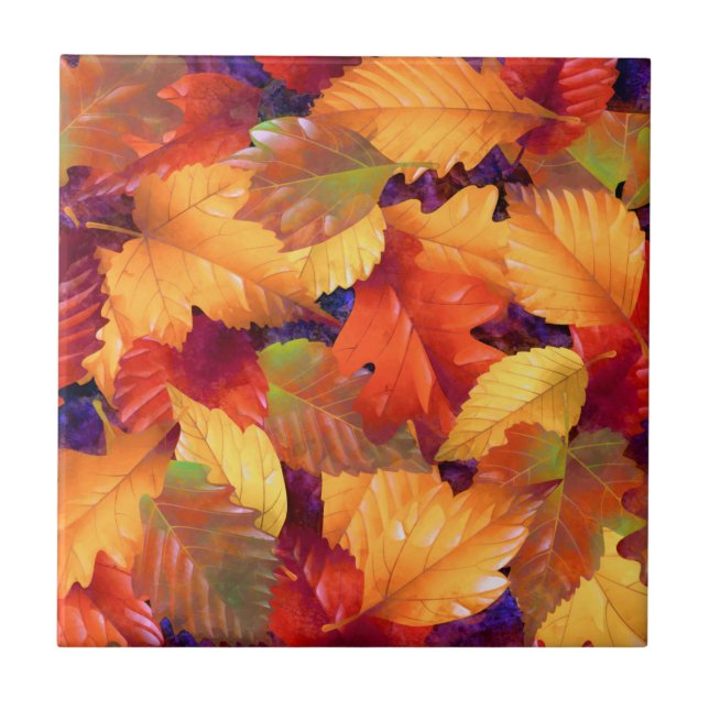 Autumn leaves ceramic tile (Front)
