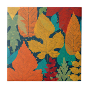 Autumn leaves ceramic tile
