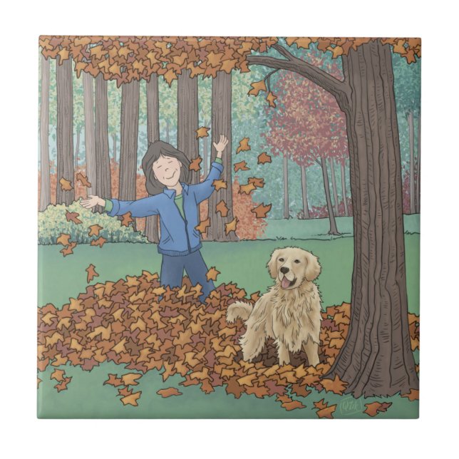 Autumn Leaves Ceramic Tile (Front)