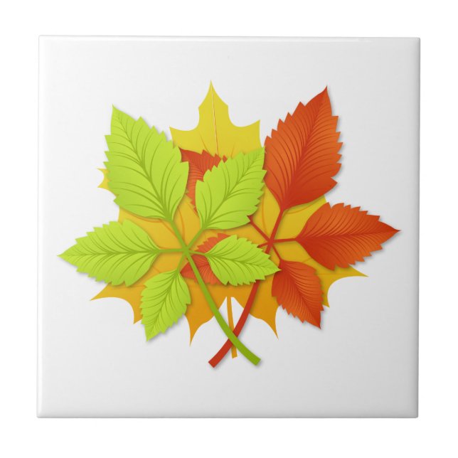 Autumn leaves ceramic tile (Front)