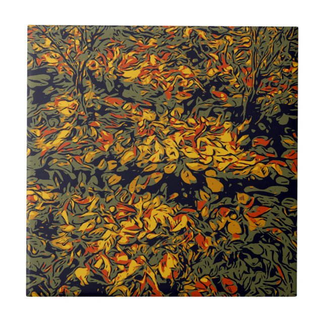 Autumn leaves ceramic tile (Front)