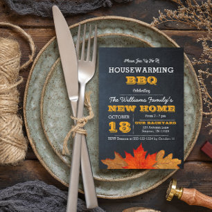 Autumn Leaves & Chalkboard Housewarming Invitation