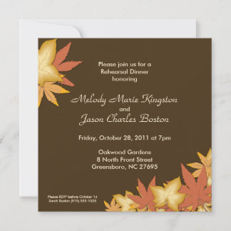Autumn Leaves Chocolate Brown Square Invitations