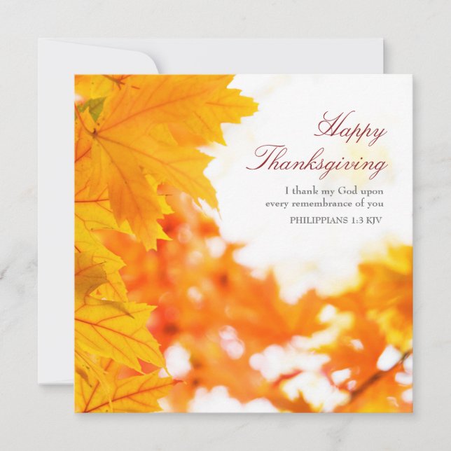 Autumn Leaves Christian Thanksgiving Holiday Card (Front)