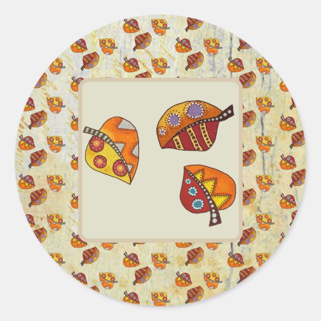 autumn leaves classic round sticker (Front)