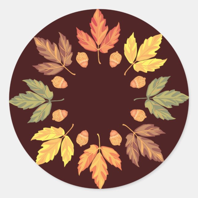 Autumn Leaves Classic Round Sticker (Front)