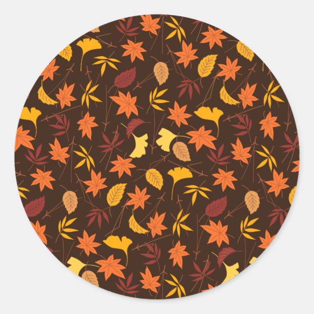 Autumn Leaves Classic Round Sticker (Front)