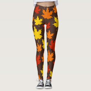 Autumn Leaves Colourful Pattern Leggings