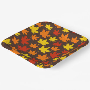 Autumn Leaves Colourful Pattern Paper Plate